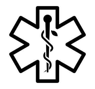 icon of the Star of Life symbol with the Rod of Asclepius in the center representing emergency medical services (EMS) healthcare, and medical assistance.
