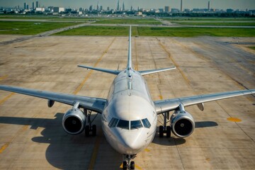 Close-up passenger plane at the airport