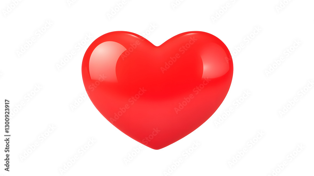 Poster glossy red 3d cartoon heart symbolizing love and passion on transparent background smooth curves and