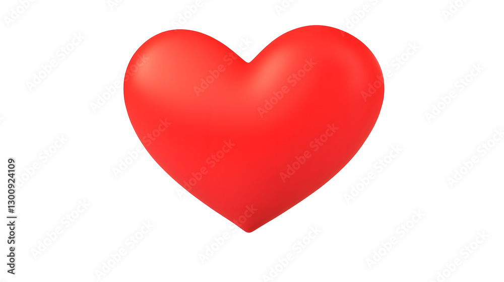 Poster playful 3d of a vibrant red heart with a slight tilt glossy highlights and a smooth plump design giv