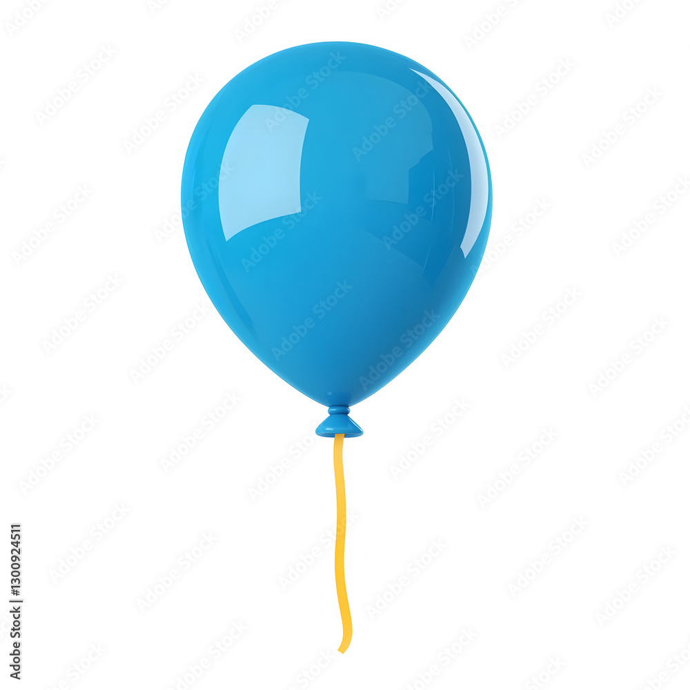 Aufkleber floating blue glossy balloon 3d cartoon with smooth reflective surface on transparent background in 