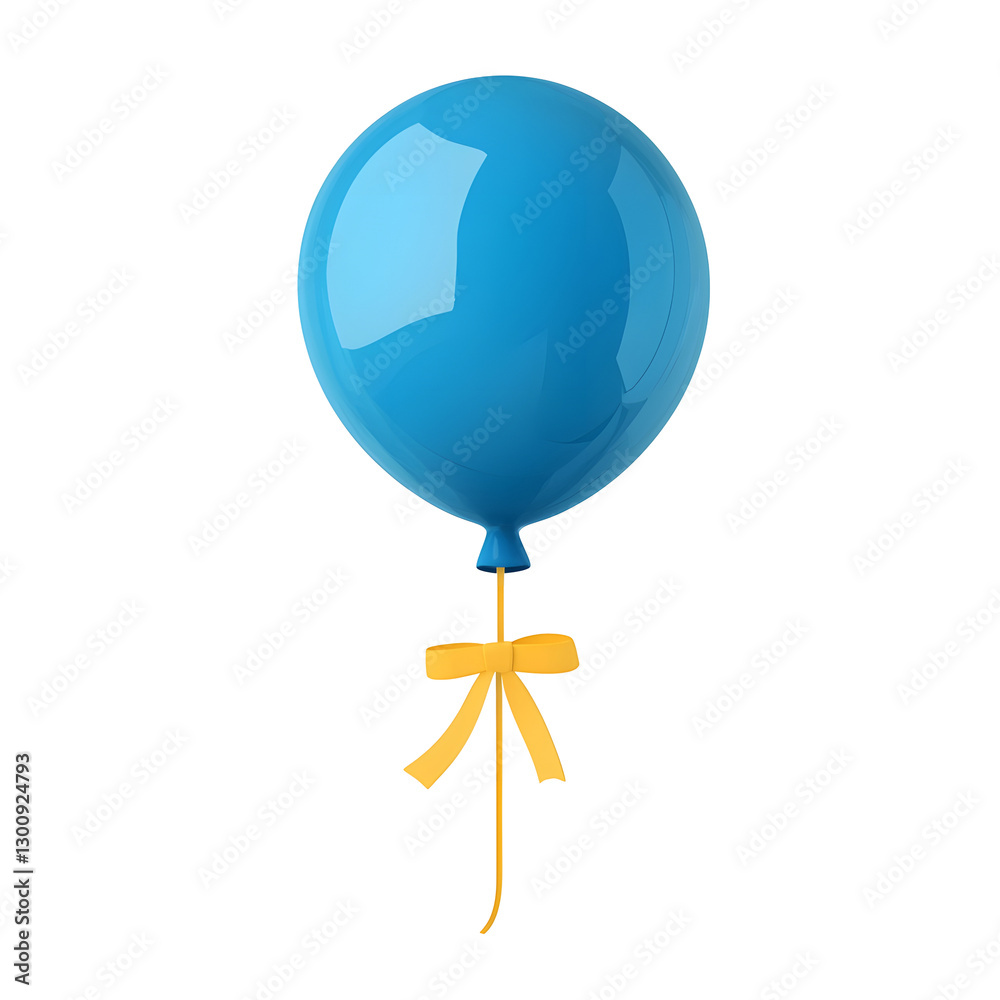 Poster charming 3d blue balloon with a slightly inflated highlights and a delicate ribbon tied to its base 