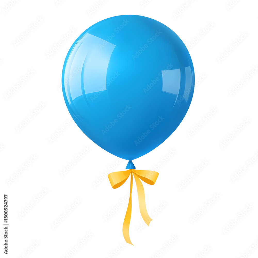 Aufkleber charming and 3d blue balloon with a slightly inflated look featuring delicate highlights and a ribbo