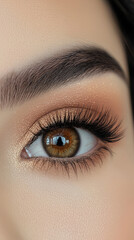 Obraz premium Voluminous lashes with soft-focus glamour showcasing eye-enhancing trend and detailed symmetry
