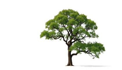 Obraz premium Single, majestic tree stands alone against a pure white backdrop, ecology, foliage