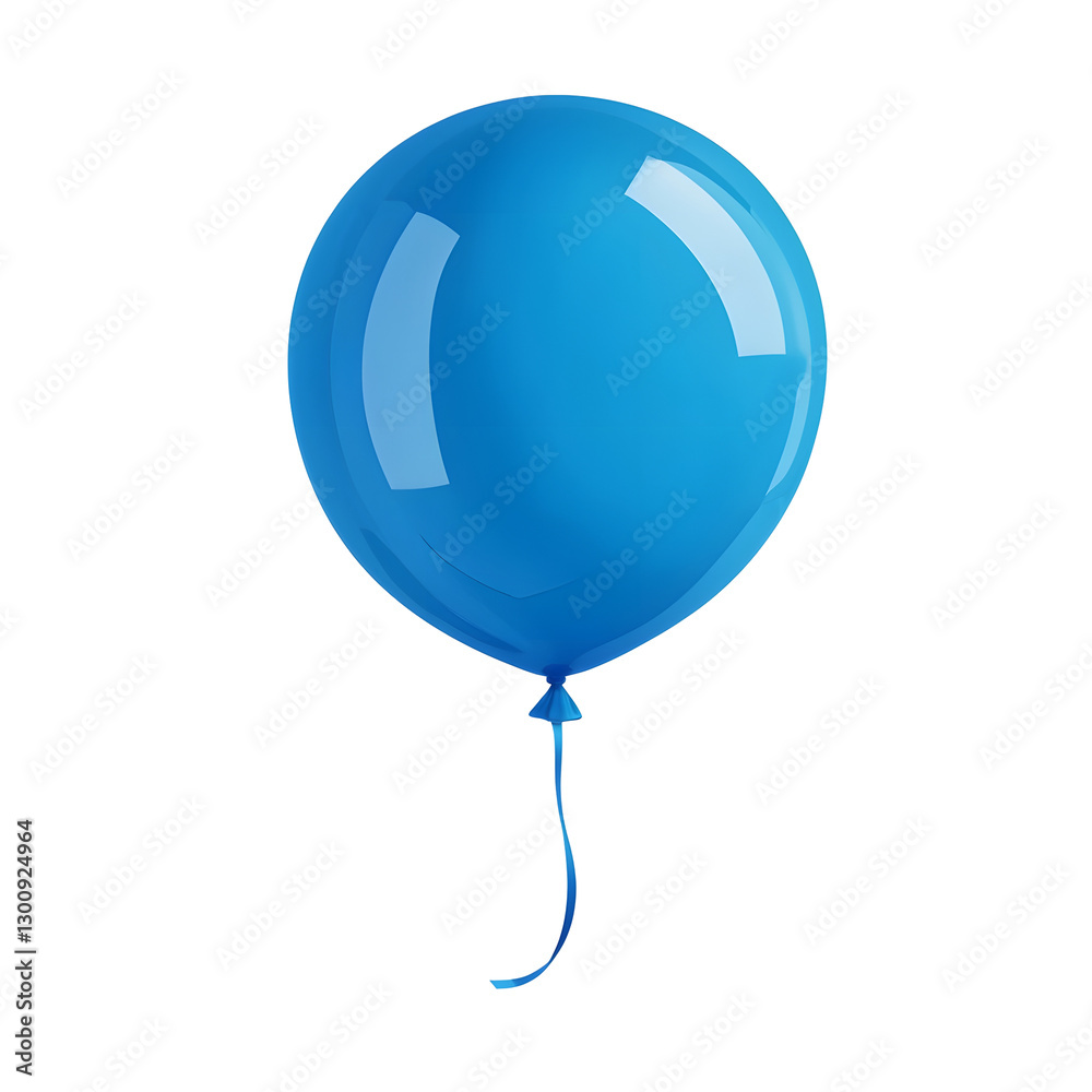 Aufkleber Playful 3D of a helium filled blue balloon gently swaying  featuring a smooth latex texture and soft lighting effects  The balloon is isolated on a transparent background