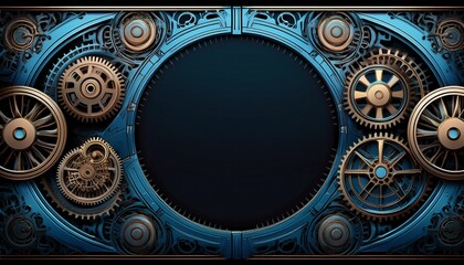 Obraz premium border frame of metal gears and cogs background with copy space