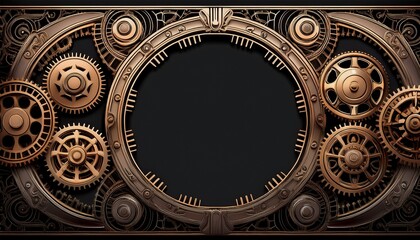 Obraz premium border frame of metal gears and cogs background with copy space