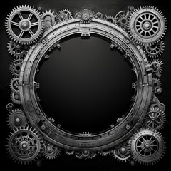 Obraz premium border frame of metal gears and cogs background with copy space