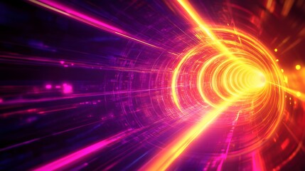 Obraz premium vibrant neon tunnel futuristic technology background