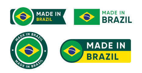 Set of made in Brazil label vector design