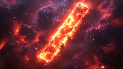 Obraz premium Fiery Rectangular Object Amidst Cosmic Clouds