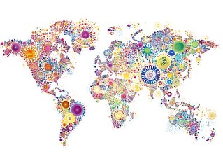 Obraz premium Colorful Mandala World Map Art