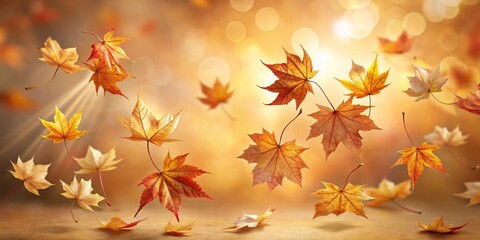 Autumnal Leaves Dancing in Golden Sunlight, a Serene Fall Scene with Vibrant Colors and Gentle Movement