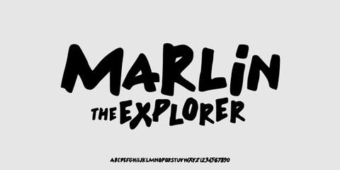 Hand Drawn font letters alphabet font Uppercase and numbers for design vector and illustration