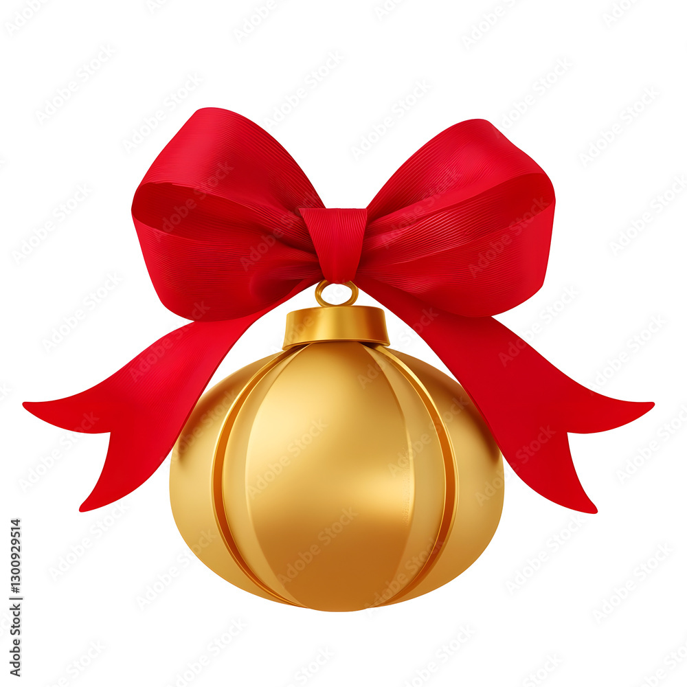 Poster charming 3d golden bell with a rich golden hue smooth curves and a vibrant red ribbon fluttering ele