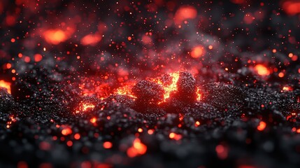 Glowing Embers, Dark Background, Fiery Texture