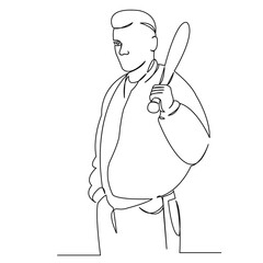 One continuous single drawing line art flat doodle fashion, young, skinhead, teenager, punk. Isolated image hand draw contour on a white background
