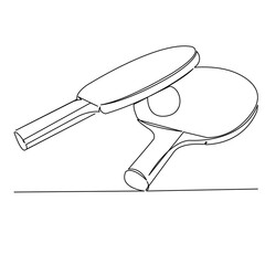 One continuous single drawing line art flat doodle sport, play, red, rubber, recreation, ball, ping-pong, tennis. Isolated image hand draw contour on a white background

