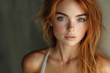 Fototapeta premium attractive Caucasian woman with long hair,model