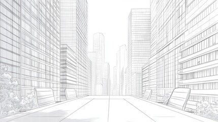 Empty Modern Conference Room Overlooking Skyscraper Cityscape