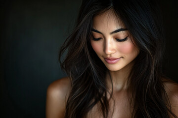 Obraz premium attractive Asian woman with long hair,model