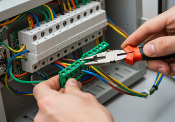 電気工事や電子機器の修理・組み立て作業・ペンチやニッパーを使って電線を切断・加工