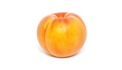 A single ripe, juicy peach, perfectly isolated on a pure white background, food, juicy