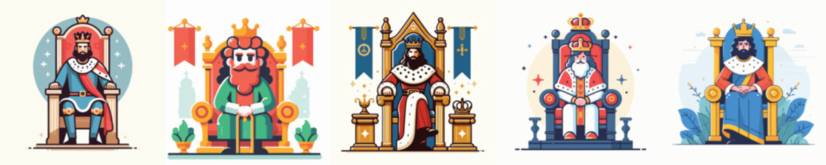 Vector of a king sitting on a throne.