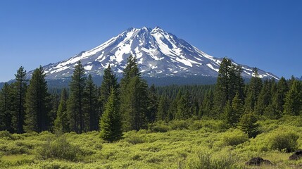 Obraz premium Majestic Snowcapped Mountain Peak Stunning Landscape View Serene Nature Scene Breathtaking Panorama Picturesque Wilderness Majestic Summit Picturesque