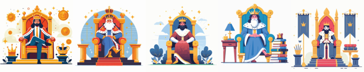 Vector of a king sitting on a throne.