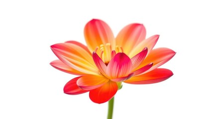 Fototapeta premium A single, vibrant bloom, petals unfurled, isolated against a pure white backdrop, photography, stem