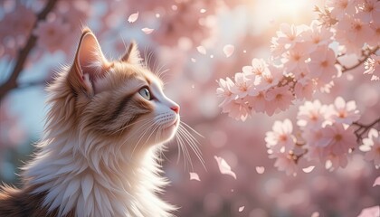 猫と桜/日本の春