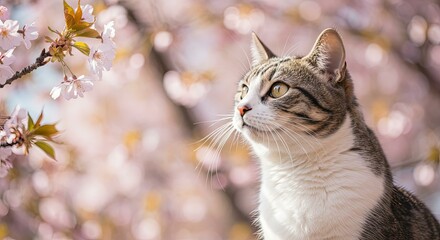 猫と桜/日本の春