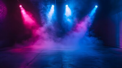 Fototapeta premium neon stage lights smoke background