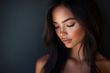 attractive latina woman with long hair,model