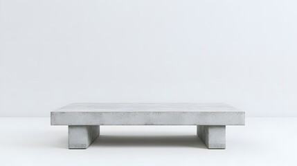 minimalist concrete coffee table on white background