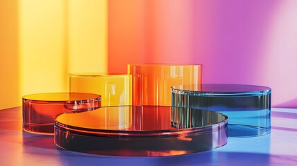 colorful glass platforms product display