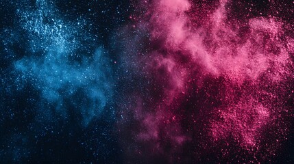 Fototapeta premium blue and pink powder explosion on black background