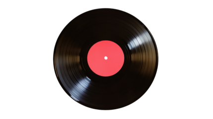 Classic vinyl record with a blank label, isolated on white background