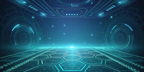 Obraz premium a futuristic sci-fi environment with advanced technology and glowing elements. The scene evokes a sense of innovation and cutting-edge design. The composition creates an atmosphere of exploration