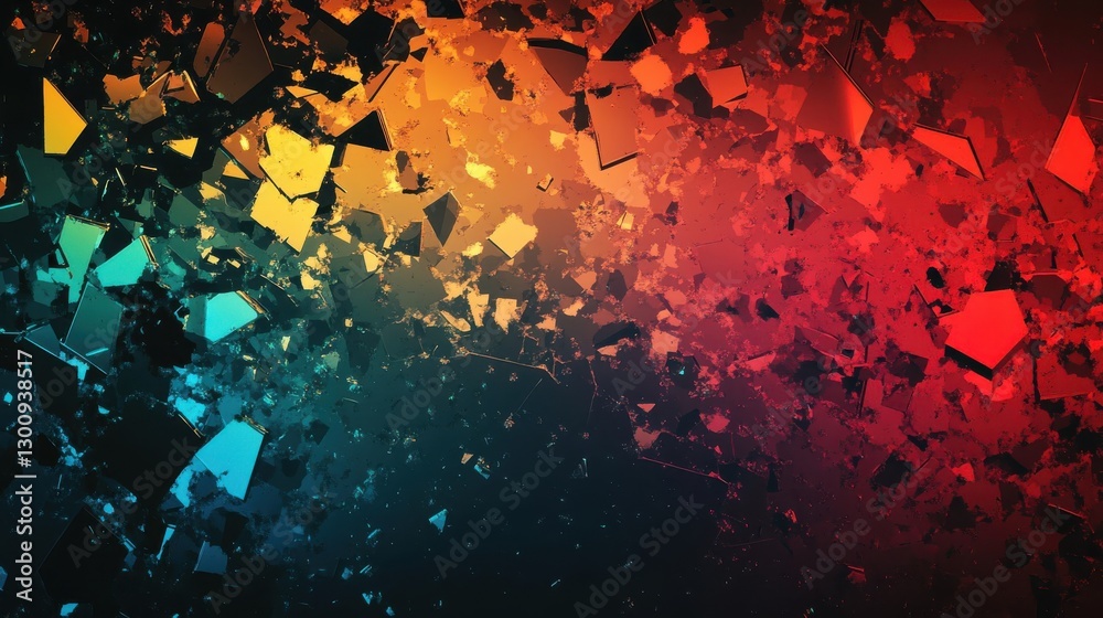 Poster abstract fractured shapes creating a gradient with various bright colors