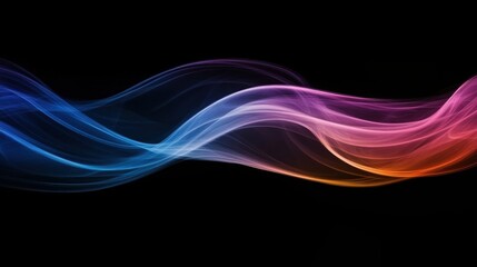 Fototapeta premium Colorful Abstract Wavy Stream Forming Gentle Curves Across Black Background