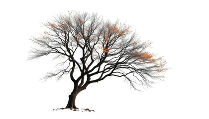 Obraz premium Lone deciduous tree, stark branches against pure white, branches, picture