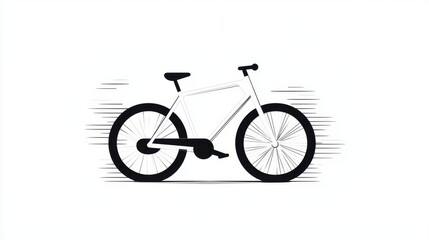 Fototapeta premium Minimalist Bicycle Design with Motion Effect in Black and White on a Clean Background