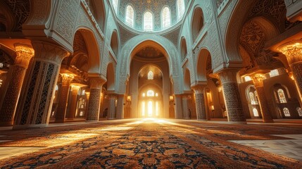 Obraz premium Grand Mosque Interior Sunlight Illumination