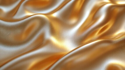 Fototapeta premium Gold silk fabric with flowing, luxurious folds.