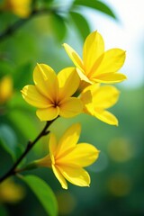 Obraz premium Tabebuia flowers swaying in the breeze with yellow petals, gentle, breeze