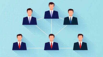 Organization chart infographics concept. Flat Design Organization Chart Infographic for Efficient Business Management