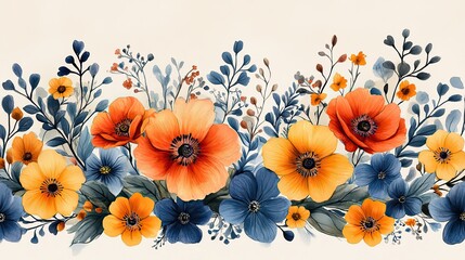 Hand-drawn vector flower wreath on a beige background, perfect for invitations and greeting cards.